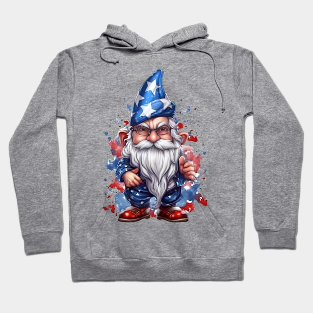 4th of July Gnome #3 Hoodie by Chromatic Fusion Studio